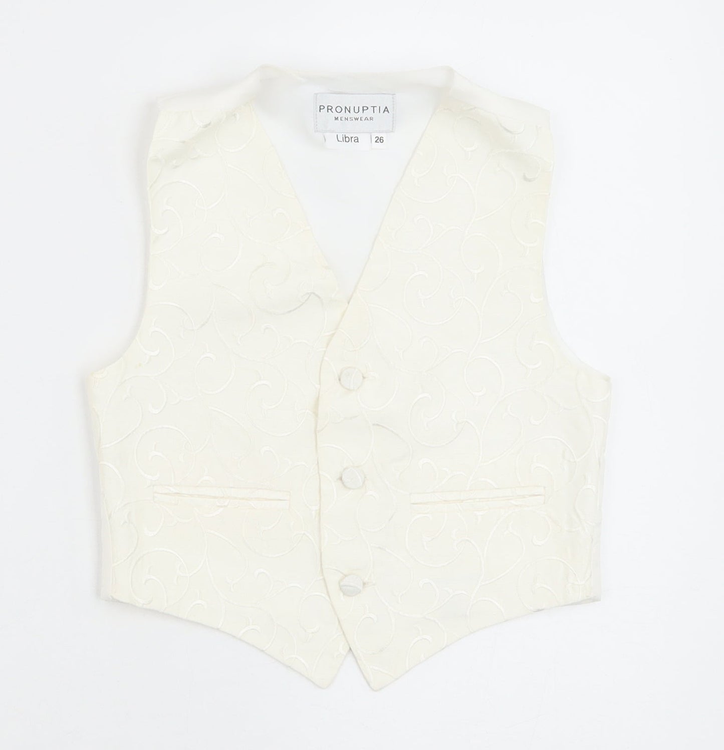 Pronuptia Boys Ivory Geometric Jacket Waistcoat Size 5-6 Years Button