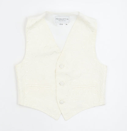 Pronuptia Boys Ivory Geometric Jacket Waistcoat Size 5-6 Years Button
