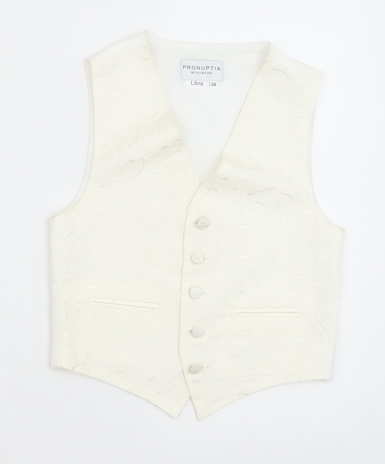 Pronuptia Boys Ivory Geometric Jacket Waistcoat Size 7-8 Years Button - Textured