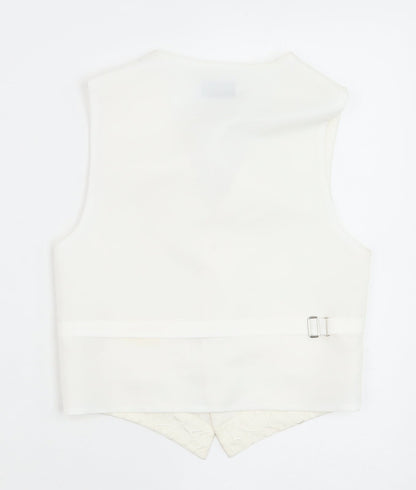 Pronuptia Boys Ivory Geometric Jacket Waistcoat Size 7-8 Years Button - Textured