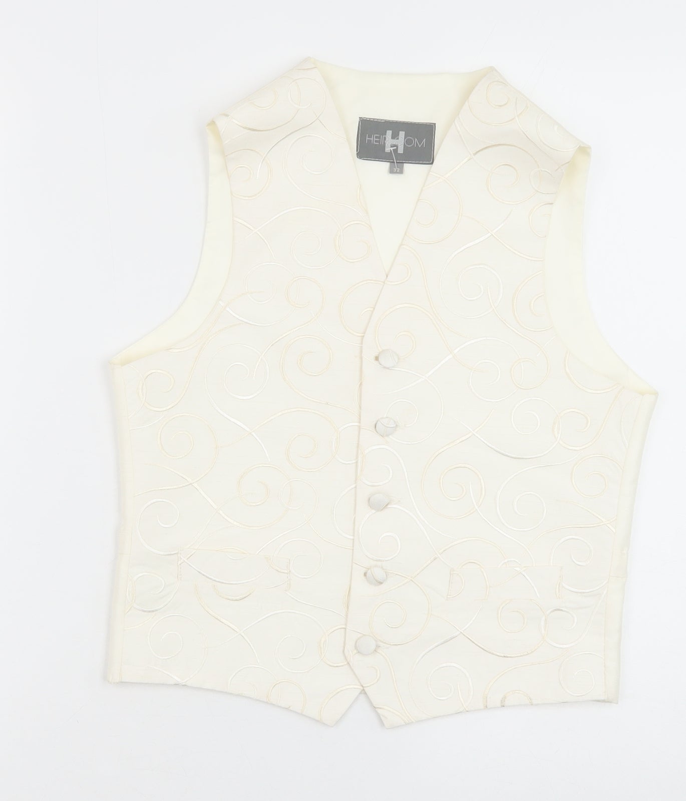 HEIRLOOM Boys Ivory Geometric Jacket Waistcoat Size 11-12 Years Button