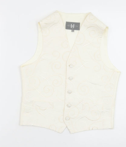 HEIRLOOM Boys Ivory Geometric Jacket Waistcoat Size 11-12 Years Button