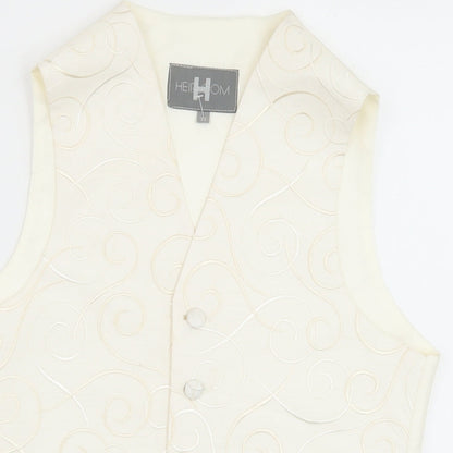 HEIRLOOM Boys Ivory Geometric Jacket Waistcoat Size 11-12 Years Button