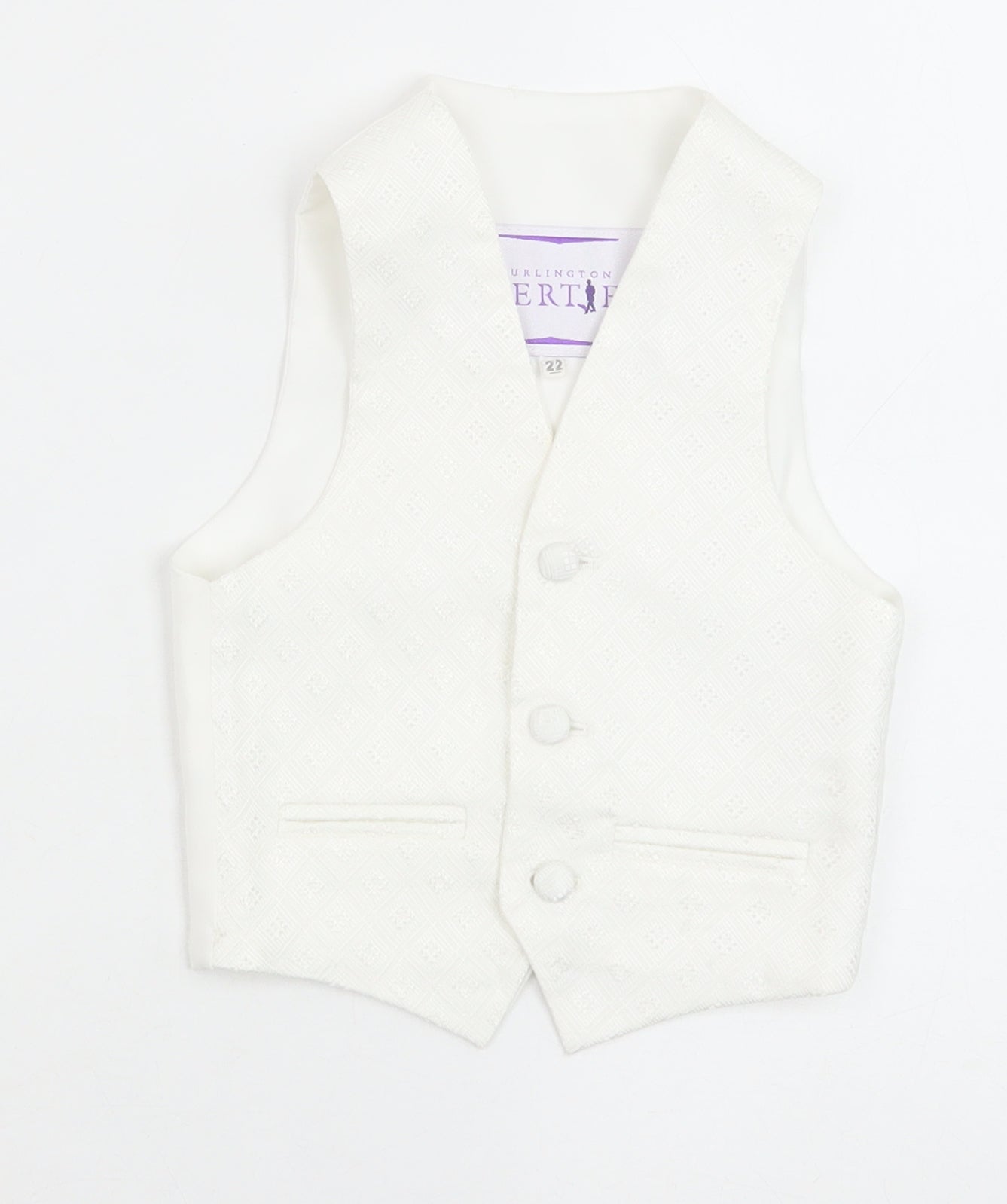 Berlington Bertie Boys White Geometric Jacket Waistcoat Size 2-3 Years Button