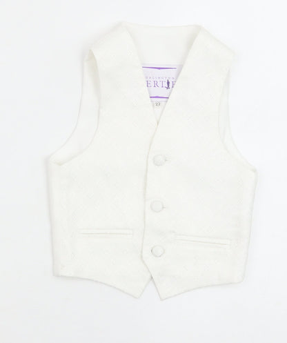 Berlington Bertie Boys White Geometric Jacket Waistcoat Size 2-3 Years Button