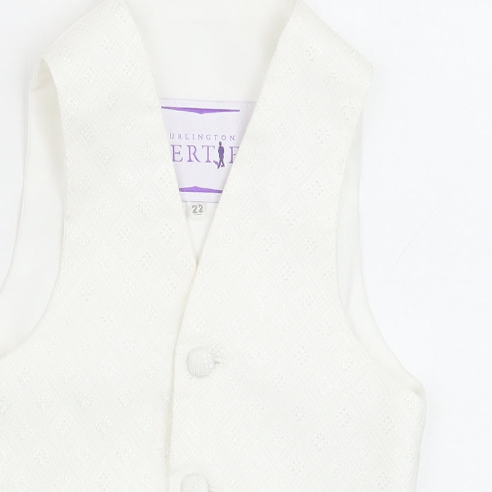 Berlington Bertie Boys White Geometric Jacket Waistcoat Size 2-3 Years Button