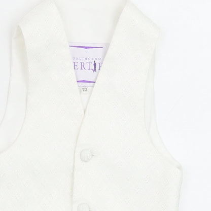 Berlington Bertie Boys White Geometric Jacket Waistcoat Size 2-3 Years Button