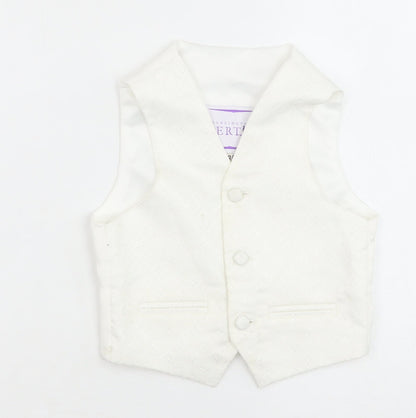 Berlington Bertie Boys White Geometric Jacket Waistcoat Size 3-4 Years Button