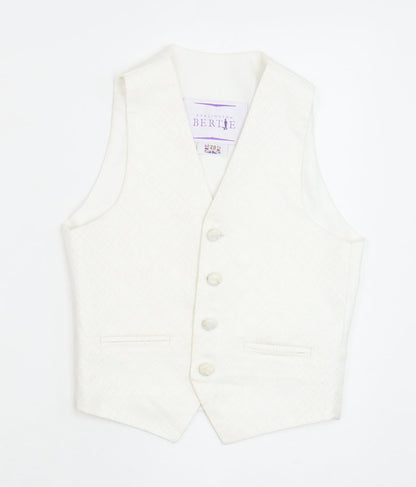 Berlington Bertie Boys White Geometric Jacket Waistcoat Size 7-8 Years Button