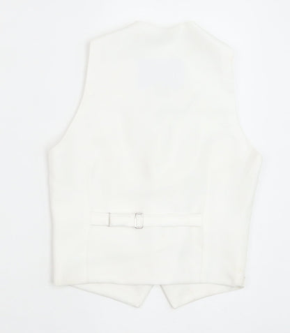 Berlington Bertie Boys White Geometric Jacket Waistcoat Size 7-8 Years Button