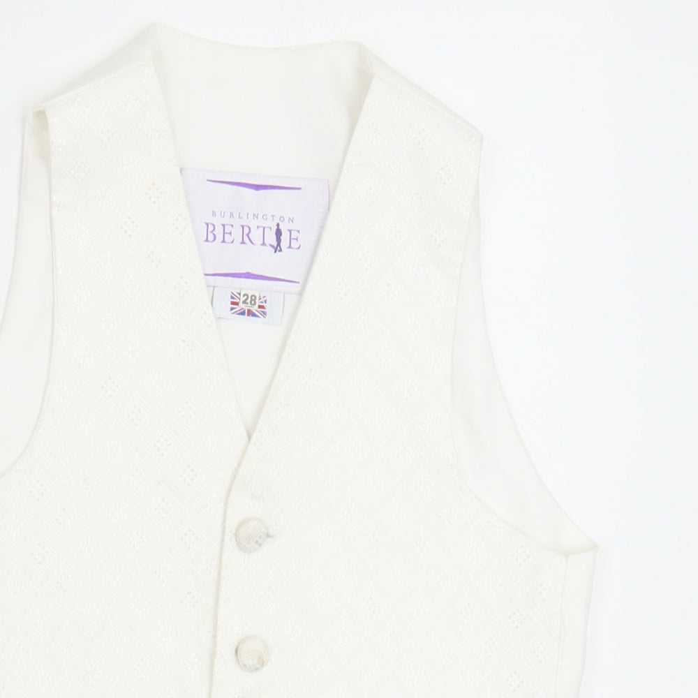 Berlington Bertie Boys White Geometric Jacket Waistcoat Size 7-8 Years Button