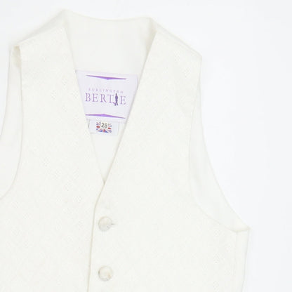 Berlington Bertie Boys White Geometric Jacket Waistcoat Size 7-8 Years Button