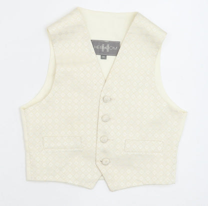 HEIRLOOM Boys Ivory Geometric Jacket Waistcoat Size 5-6 Years Button