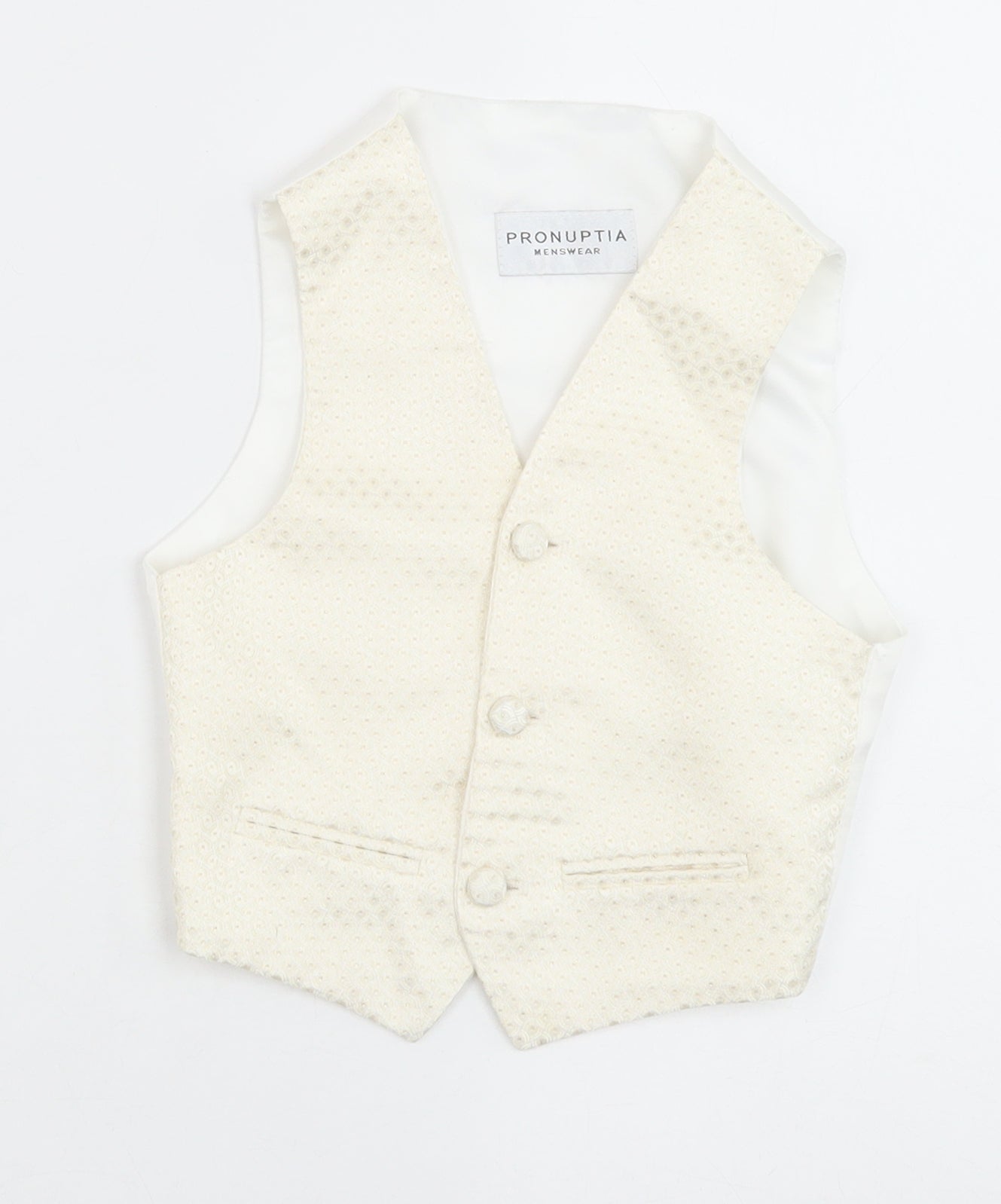 Pronuptia Boys Ivory Geometric Jacket Waistcoat Size 3-4 Years Button