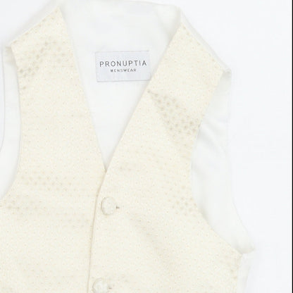 Pronuptia Boys Ivory Geometric Jacket Waistcoat Size 3-4 Years Button