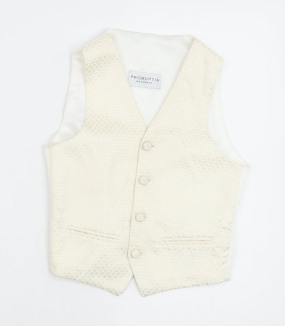 Pronuptia Boys Ivory Geometric Jacket Waistcoat Size 7-8 Years Button