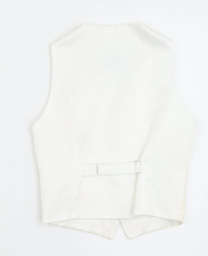 Pronuptia Boys Ivory Geometric Jacket Waistcoat Size 7-8 Years Button