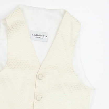 Pronuptia Boys Ivory Geometric Jacket Waistcoat Size 7-8 Years Button