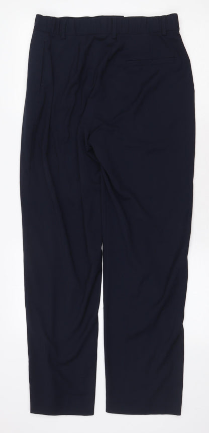 Marks and Spencer Womens Blue Polyester Dress Pants Trousers Size 14 Regular Zip
