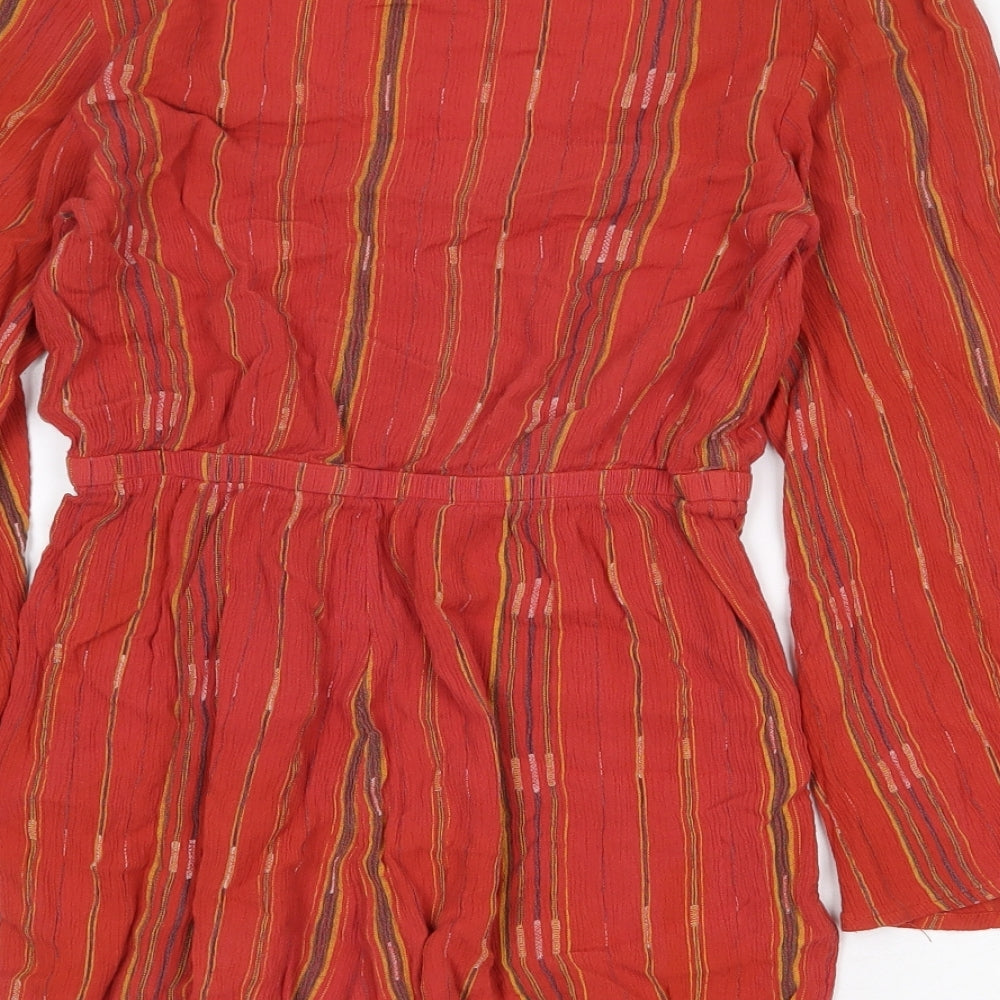 Urban Outfitters Womens Orange Striped Viscose Playsuit One-Piece Size XS Pullover