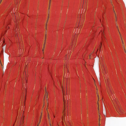 Urban Outfitters Womens Orange Striped Viscose Playsuit One-Piece Size XS Pullover