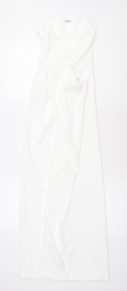 Zara Womens White Polyester Sheath Size S Round Neck Pullover
