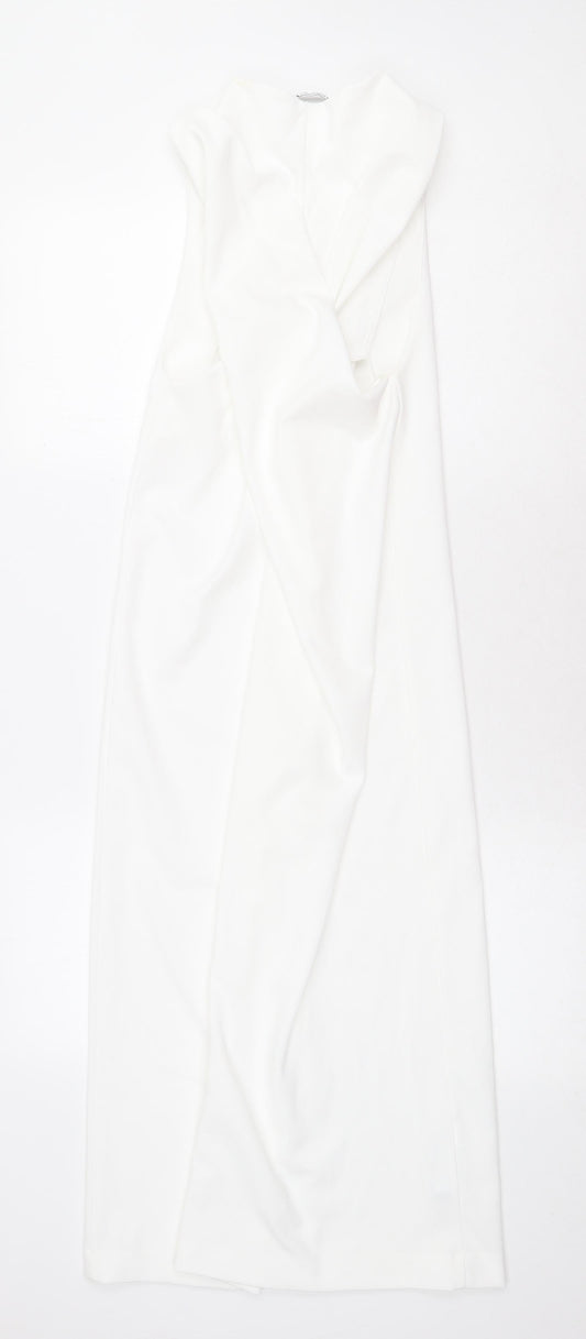 Zara Womens White Polyester Sheath Size S Round Neck Pullover