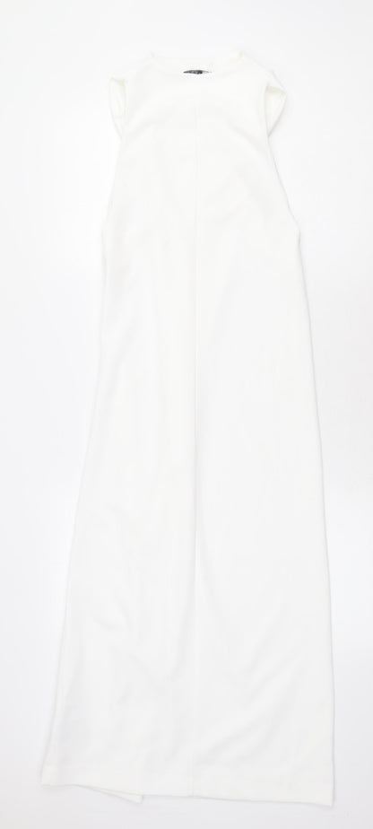 Zara Womens White Polyester Sheath Size S Round Neck Pullover