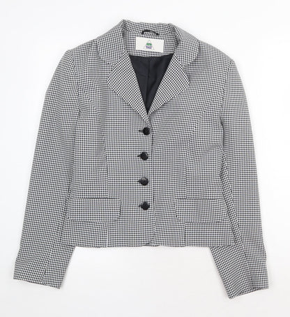 New Fast Womens Black Geometric Jacket Blazer Size 10 Button
