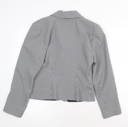 New Fast Womens Black Geometric Jacket Blazer Size 10 Button