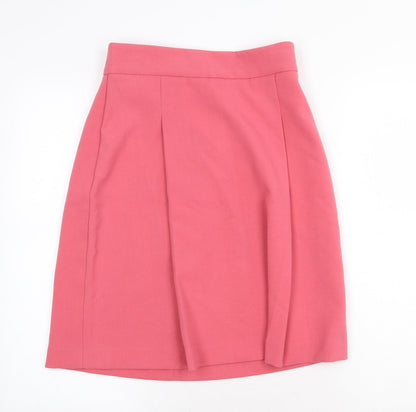 Marks and Spencer Womens Pink Polyester Straight & Pencil Skirt Size 8 Zip
