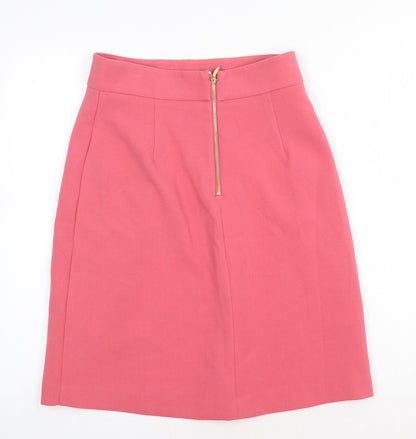 Marks and Spencer Womens Pink Polyester Straight & Pencil Skirt Size 8 Zip