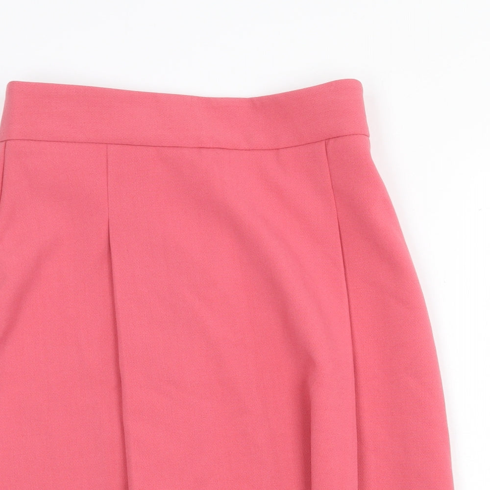 Marks and Spencer Womens Pink Polyester Straight & Pencil Skirt Size 8 Zip