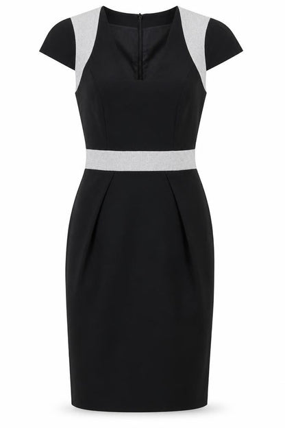 Dorothy Perkins Womens Black Polyester Sheath Size 8 V-Neck Zip