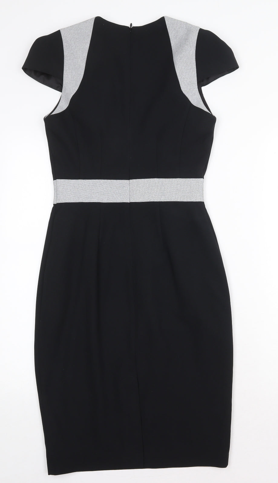 Dorothy Perkins Womens Black Polyester Sheath Size 8 V-Neck Zip