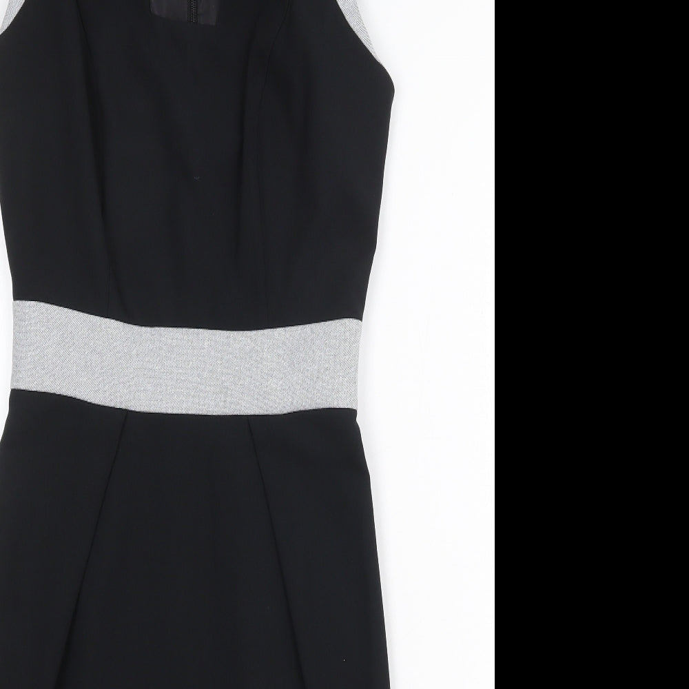 Dorothy Perkins Womens Black Polyester Sheath Size 8 V-Neck Zip