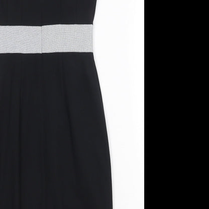 Dorothy Perkins Womens Black Polyester Sheath Size 8 V-Neck Zip