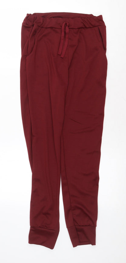 Womens UK Size S Preworn Regular Fit Jogger Red Trousers