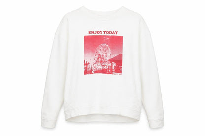 LFT Womens White Cotton Pullover Sweatshirt Size L Pullover - Enjoy Today