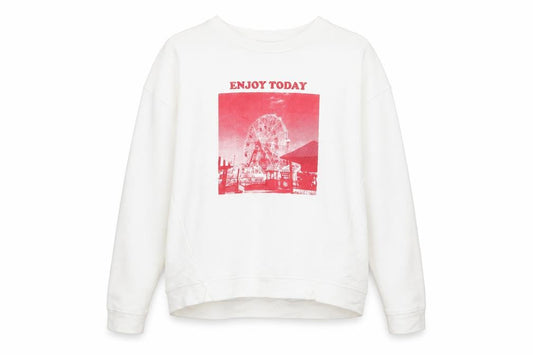 LFT Womens White Cotton Pullover Sweatshirt Size L Pullover - Enjoy Today