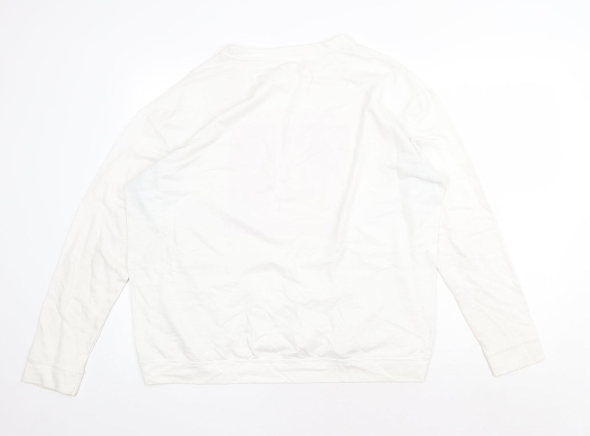 LFT Womens White Cotton Pullover Sweatshirt Size L Pullover - Enjoy Today