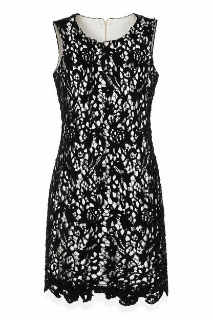 Episode Womens Black Geometric Polyester Sheath Size 10 Scoop Neck Zip