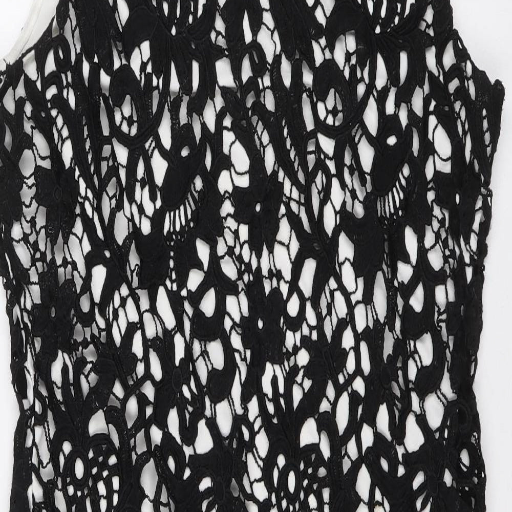 Episode Womens Black Geometric Polyester Sheath Size 10 Scoop Neck Zip