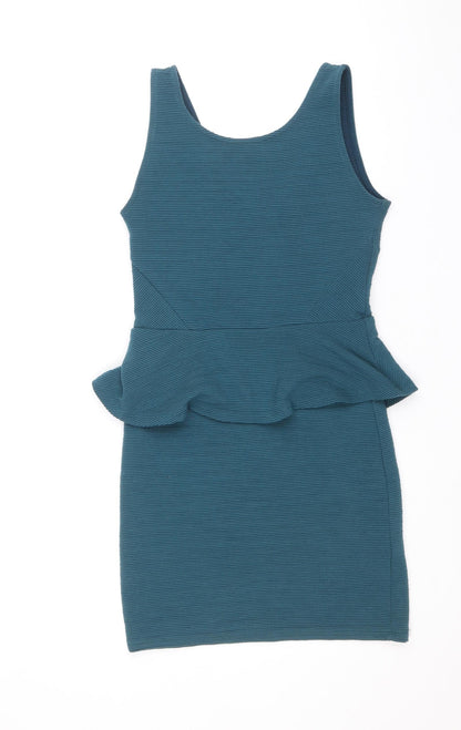 Divided by H&M Womens Blue Polyester Mini Size 10 Scoop Neck Zip
