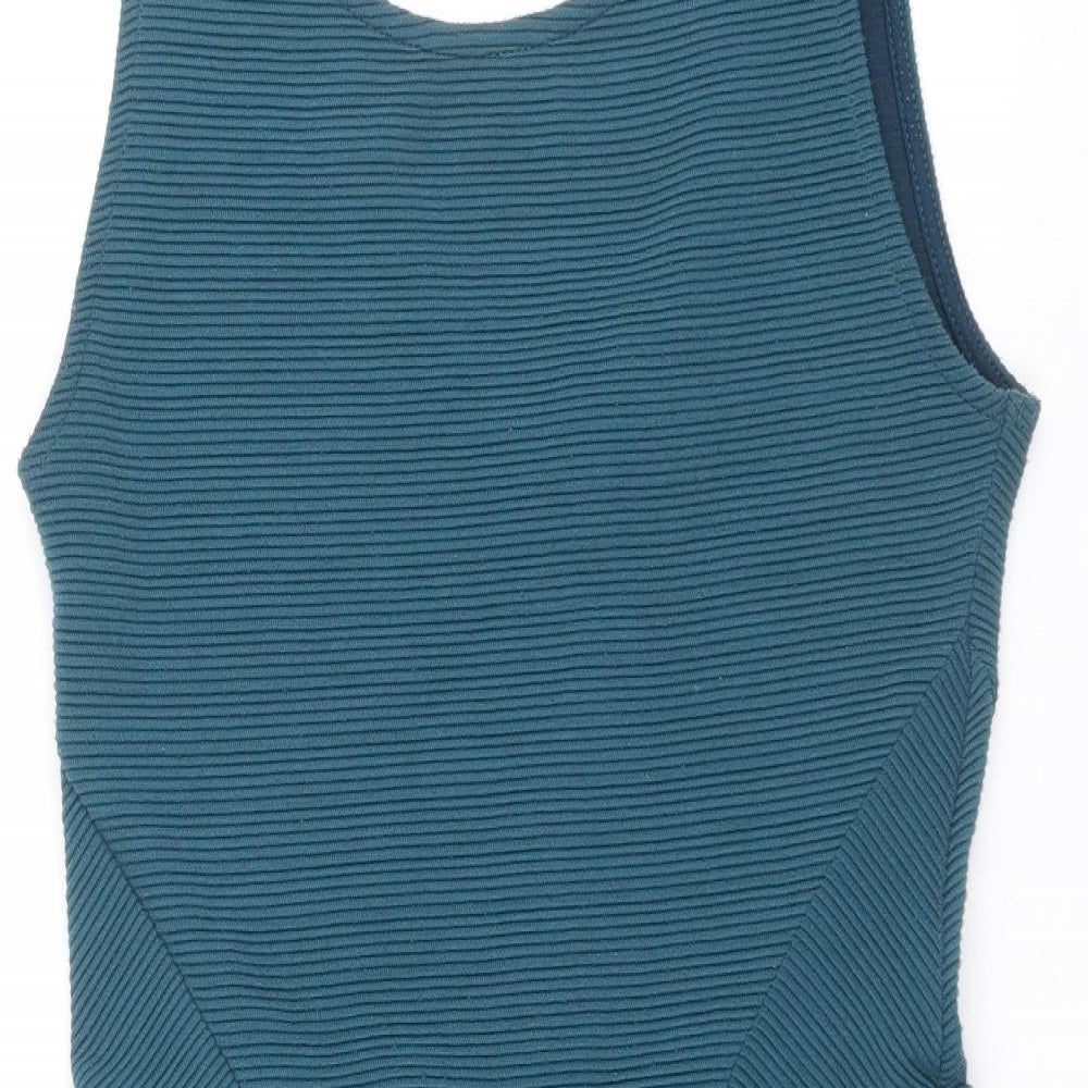 Divided by H&M Womens Blue Polyester Mini Size 10 Scoop Neck Zip