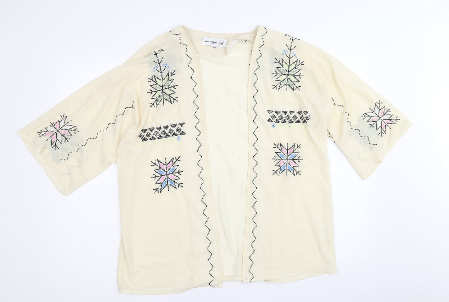 Womens UK Size M Missguided Beige Kimono Blouse