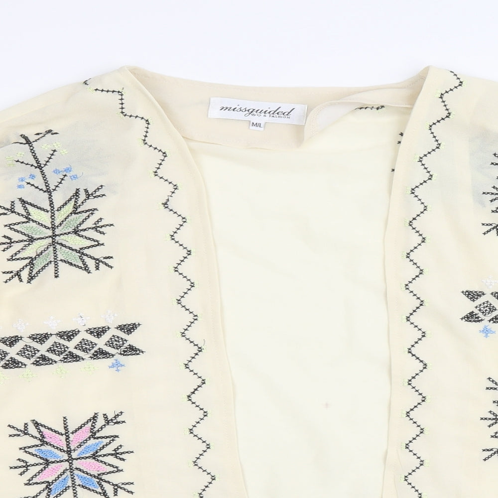 Womens UK Size M Missguided Beige Kimono Blouse