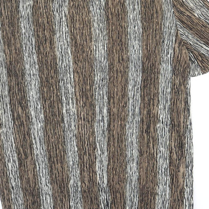 CANDA Womens Brown Striped Polyester Basic Blouse Size 14 Round Neck