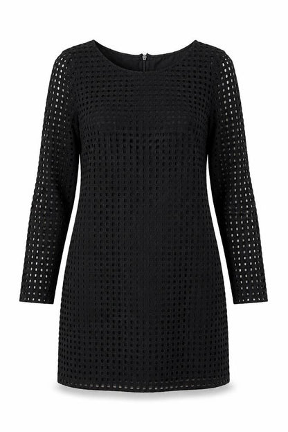 NEXT Womens Black Geometric 100% Cotton A-Line Size 12 Boat Neck Zip