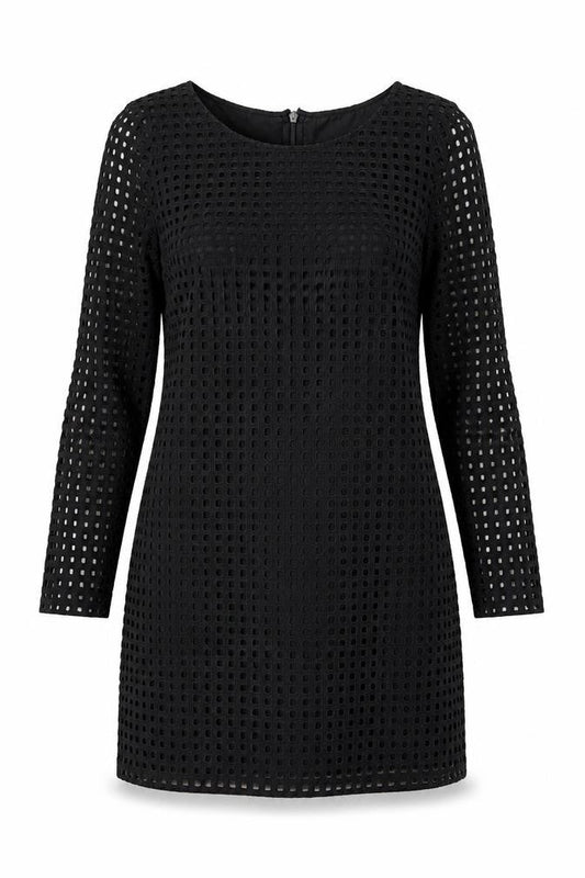 NEXT Womens Black Geometric 100% Cotton A-Line Size 12 Boat Neck Zip